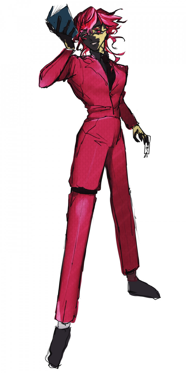 極褐色肌に黄金の痣がある男性キャラクターの立ち絵 | ラフカラ｜つなぐ