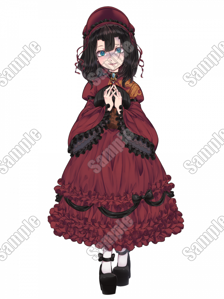 adopt06】フリルたっぷり赤ドレスの女の子商用利用可！華やか×クール