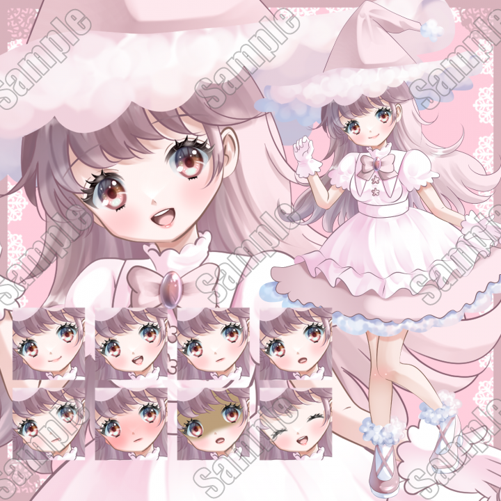 ふわふわピンクの魔女さん表情差分8種| キャラクター ｜つなぐ