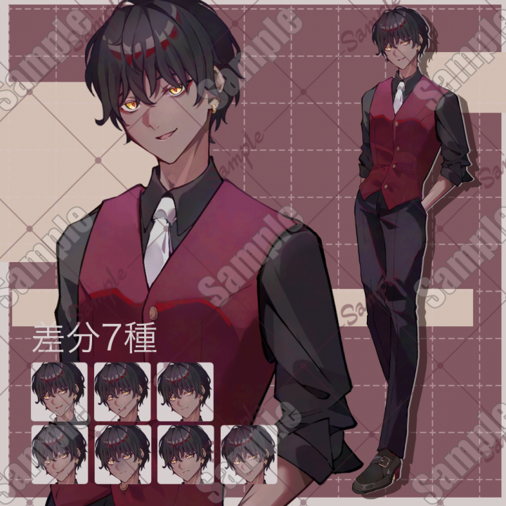 TRPG立ち絵】黒髪褐色スーツの男性表情差分7種| キャラクター ｜つなぐ