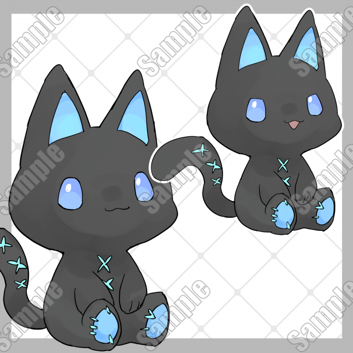 黒猫【表情7種類】TRPGや動画の立ち絵素材などに| キャラクター ｜つなぐ