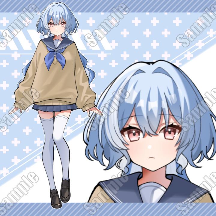 水色髪制服の女の子【表情全5種】TRPGなどで使える制服の女の子