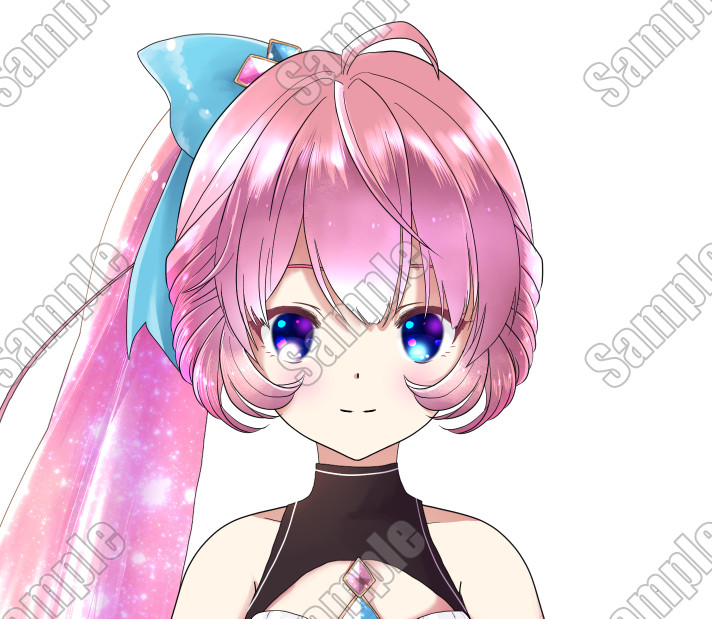 ピンク水着の美人キャラクター色鉛筆画 （からぴち えと」の