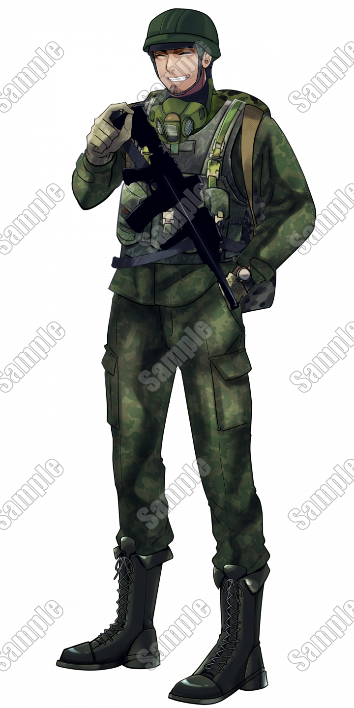 自衛隊 傭兵風の壮年男性 表情5種 武装差分 予約済ご相談内容によって商用利用可 著作権譲渡可能 キャラクター つなぐ