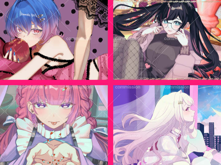歌ってみた/オリジナルMV用イラストお描きします表情差分4種まで無料